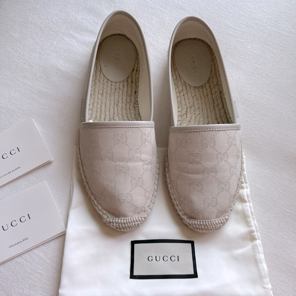 Gucci GG cotton washed White espadrilles. Size 7.5